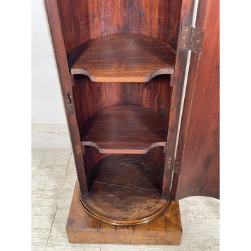 ANTICO COMODINO IMPERO COLONNA LEGNO NOCE RADICA epoca '900 ANTA RIPIANI
