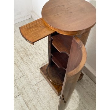 ANTICO COMODINO IMPERO COLONNA LEGNO NOCE RADICA epoca '900 ANTA RIPIANI