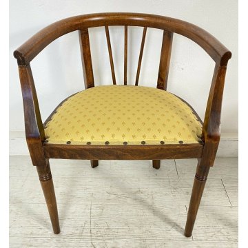 ANTICA COPPIA POLTRONA POZZETTO POLTRONCINE SEDIE LEGNO NOCE 1800 EPOCA BAMBINO 