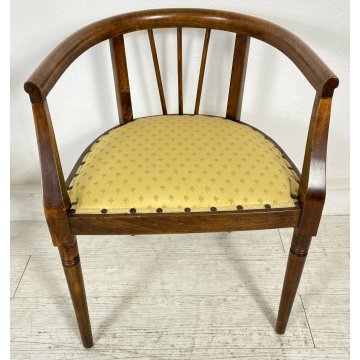 ANTICA COPPIA POLTRONA POZZETTO POLTRONCINE SEDIE LEGNO NOCE 1800 EPOCA BAMBINO 
