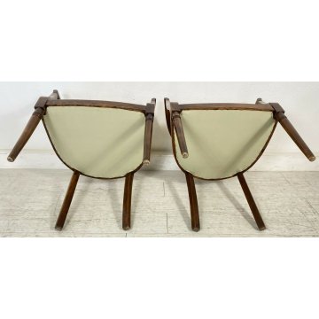 ANTICA COPPIA POLTRONA POZZETTO POLTRONCINE SEDIE LEGNO NOCE 1800 EPOCA BAMBINO 