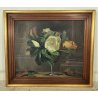 ANTICO QUADRO DIPINTO OLIO TELA Donnino Pozzi NATURA MORTA fiori MAGNOLIA XX sec