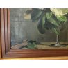 ANTICO QUADRO DIPINTO OLIO TELA Donnino Pozzi NATURA MORTA fiori MAGNOLIA XX sec