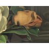ANTICO QUADRO DIPINTO OLIO TELA Donnino Pozzi NATURA MORTA fiori MAGNOLIA XX sec