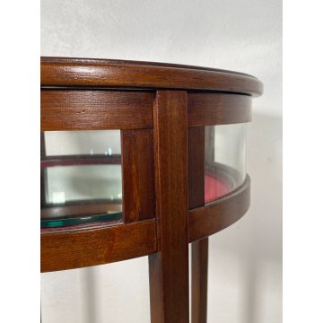 ANTICO TAVOLINO LEGNO TECA APRIBILE EPOCA '900 ESPOSITORE SPECCHIO VETRO TAVOLO