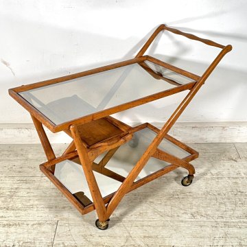 CARRELLO PORTAVIVANDE CASSINA CESARE LACCA ANNI 50 LEGNO VETRO SPECCHIO BAR