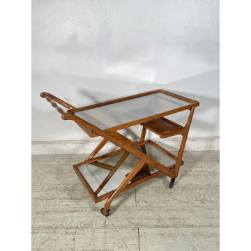 CARRELLO PORTAVIVANDE CASSINA CESARE LACCA ANNI 50 LEGNO VETRO SPECCHIO BAR