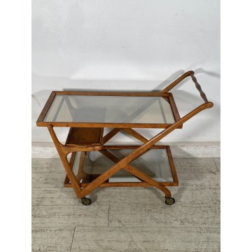 CARRELLO PORTAVIVANDE CASSINA CESARE LACCA ANNI 50 LEGNO VETRO SPECCHIO BAR
