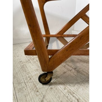CARRELLO PORTAVIVANDE CASSINA CESARE LACCA ANNI 50 LEGNO VETRO SPECCHIO BAR