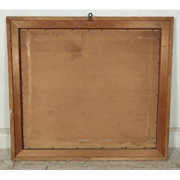 ANTICO QUADRO DIPINTO OLIO Vincenzo D'Angelo PAESAGGIO PAESE bimba ANZIANI epoca