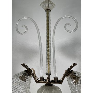 ANTICO LAMPADARIO VETRO MURANO TRASPARENTE Attr. Barovier&Toso VINTAGE ANNI '40