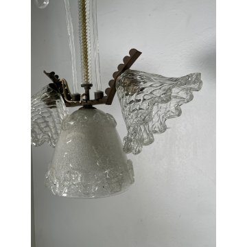 ANTICO LAMPADARIO VETRO MURANO TRASPARENTE Attr. Barovier&Toso VINTAGE ANNI '40