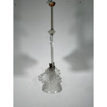 ANTICO LAMPADARIO VETRO MURANO TRASPARENTE Attr. Barovier&Toso VINTAGE ANNI '40
