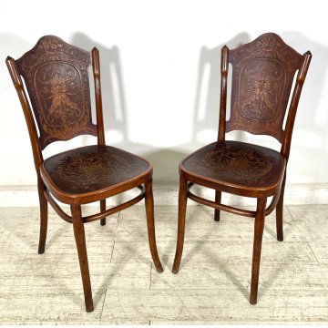 J. & J. Kohn ANTICA COPPIA SEDIA legno FAGGIO CURVATO tipo Thonet CHAIR 1900