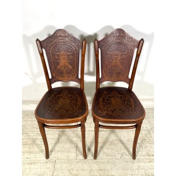J. & J. Kohn ANTICA COPPIA SEDIA legno FAGGIO CURVATO tipo Thonet CHAIR 1900