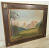 GRANDE ANTICO DIPINTO olio tela VEDUTA MONTAGNA Dolomiti ALPI firmato XIII 1935