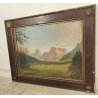 GRANDE ANTICO DIPINTO olio tela VEDUTA MONTAGNA Dolomiti ALPI firmato XIII 1935