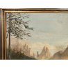 GRANDE ANTICO DIPINTO olio tela VEDUTA MONTAGNA Dolomiti ALPI firmato XIII 1935