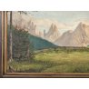 GRANDE ANTICO DIPINTO olio tela VEDUTA MONTAGNA Dolomiti ALPI firmato XIII 1935