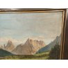 GRANDE ANTICO DIPINTO olio tela VEDUTA MONTAGNA Dolomiti ALPI firmato XIII 1935