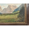 GRANDE ANTICO DIPINTO olio tela VEDUTA MONTAGNA Dolomiti ALPI firmato XIII 1935