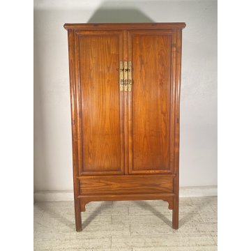 ANTICO ARMADIO CINESE DINASTIA QING PER SPAGHETTI LEGNO OLMO PRIMI 1900 SEGRETO