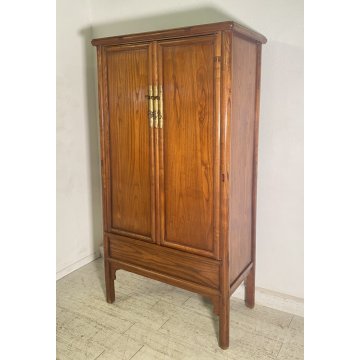 ANTICO ARMADIO CINESE DINASTIA QING PER SPAGHETTI LEGNO OLMO PRIMI 1900 SEGRETO
