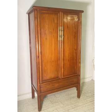ANTICO ARMADIO CINESE DINASTIA QING PER SPAGHETTI LEGNO OLMO PRIMI 1900 SEGRETO