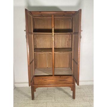 ANTICO ARMADIO CINESE DINASTIA QING PER SPAGHETTI LEGNO OLMO PRIMI 1900 SEGRETO