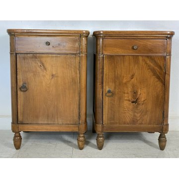 ANTICA COPPIA COMODINO CAPPUCCINO LUIGI FILIPPO NOCE 1 CASSETTO 1 ANTA 1800 OLD