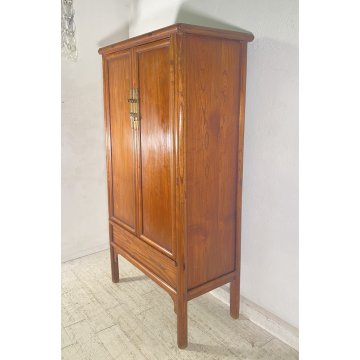ANTICO ARMADIO CINESE DINASTIA QING PER SPAGHETTI LEGNO OLMO PRIMI 1900 SEGRETO