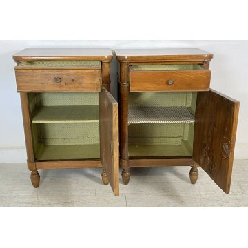 ANTICA COPPIA COMODINO CAPPUCCINO LUIGI FILIPPO NOCE 1 CASSETTO 1 ANTA 1800 OLD
