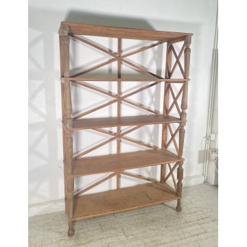 ANTICA ENORME ETAGERE LEGNO CHIARO LIBRERIA CREDENZA 1900 EPOCA ESPOSITORE OLD