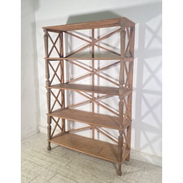 ANTICA ENORME ETAGERE LEGNO CHIARO LIBRERIA CREDENZA 1900 EPOCA ESPOSITORE OLD