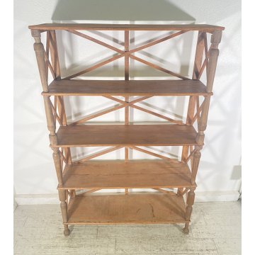 ANTICA ENORME ETAGERE LEGNO CHIARO LIBRERIA CREDENZA 1900 EPOCA ESPOSITORE OLD