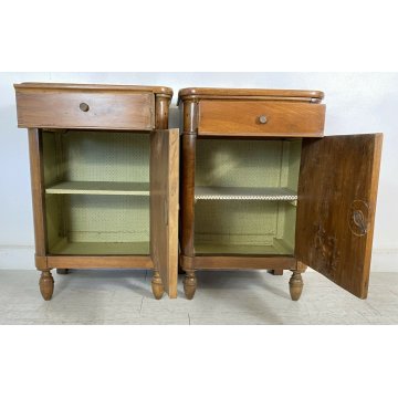 ANTICA COPPIA COMODINO CAPPUCCINO LUIGI FILIPPO NOCE 1 CASSETTO 1 ANTA 1800 OLD