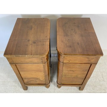 ANTICA COPPIA COMODINO CAPPUCCINO LUIGI FILIPPO NOCE 1 CASSETTO 1 ANTA 1800 OLD