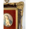 ANTICA MINIATURA ovale MADONNA sacro cuore MARIA cornice RADICA e ORO quadro