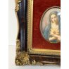 ANTICA MINIATURA ovale MADONNA sacro cuore MARIA cornice RADICA e ORO quadro