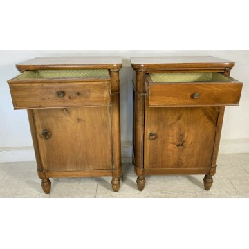 ANTICA COPPIA COMODINO CAPPUCCINO LUIGI FILIPPO NOCE 1 CASSETTO 1 ANTA 1800 OLD