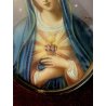 ANTICA MINIATURA ovale MADONNA sacro cuore MARIA cornice RADICA e ORO quadro