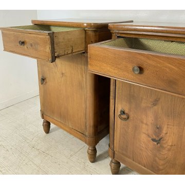 ANTICA COPPIA COMODINO CAPPUCCINO LUIGI FILIPPO NOCE 1 CASSETTO 1 ANTA 1800 OLD