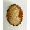 ANTICA GRANDE SPILLA CIONDOLO GIOIELLO ARGENTO 800 CAMEO MEDAGLIONE CHARM 
