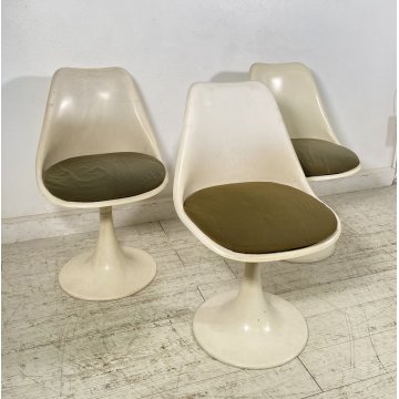 SET 3 SEDIE BIANCHE DESIGN ANNI 70 SEDIA Play ITALY CHAIRS Tulip KNOLL STYLE