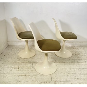 SET 3 SEDIE BIANCHE DESIGN ANNI 70 SEDIA Play ITALY CHAIRS Tulip KNOLL STYLE