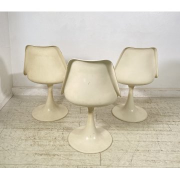 SET 3 SEDIE BIANCHE DESIGN ANNI 70 SEDIA Play ITALY CHAIRS Tulip KNOLL STYLE