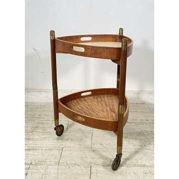 CARRELLO BAR DESIGN ATTR. Franco Campo E Graffi PORTAVIVANDE 1950 LEGNO OTTONE