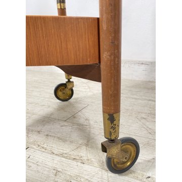 CARRELLO BAR DESIGN ATTR. Franco Campo E Graffi PORTAVIVANDE 1950 LEGNO OTTONE