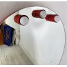 SPECCHIO  ROTONDO FERRO LACCATO ROSSO ANNI 70 SPECCHIERA DESIGN BAGNO MIRROR
