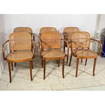 LOTTO 6 SEDIE ATTR. Josef Hoffman Thonet LEGNO CURVATO ANNI 60/70 VINTAGE CHAIRS